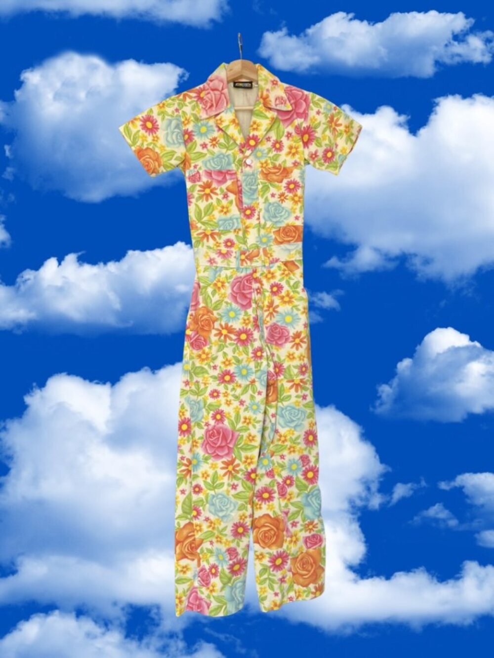Big Bud Press Vintage Wallpaper Print Floral Short Sleeve Jumpsuit Size XXS